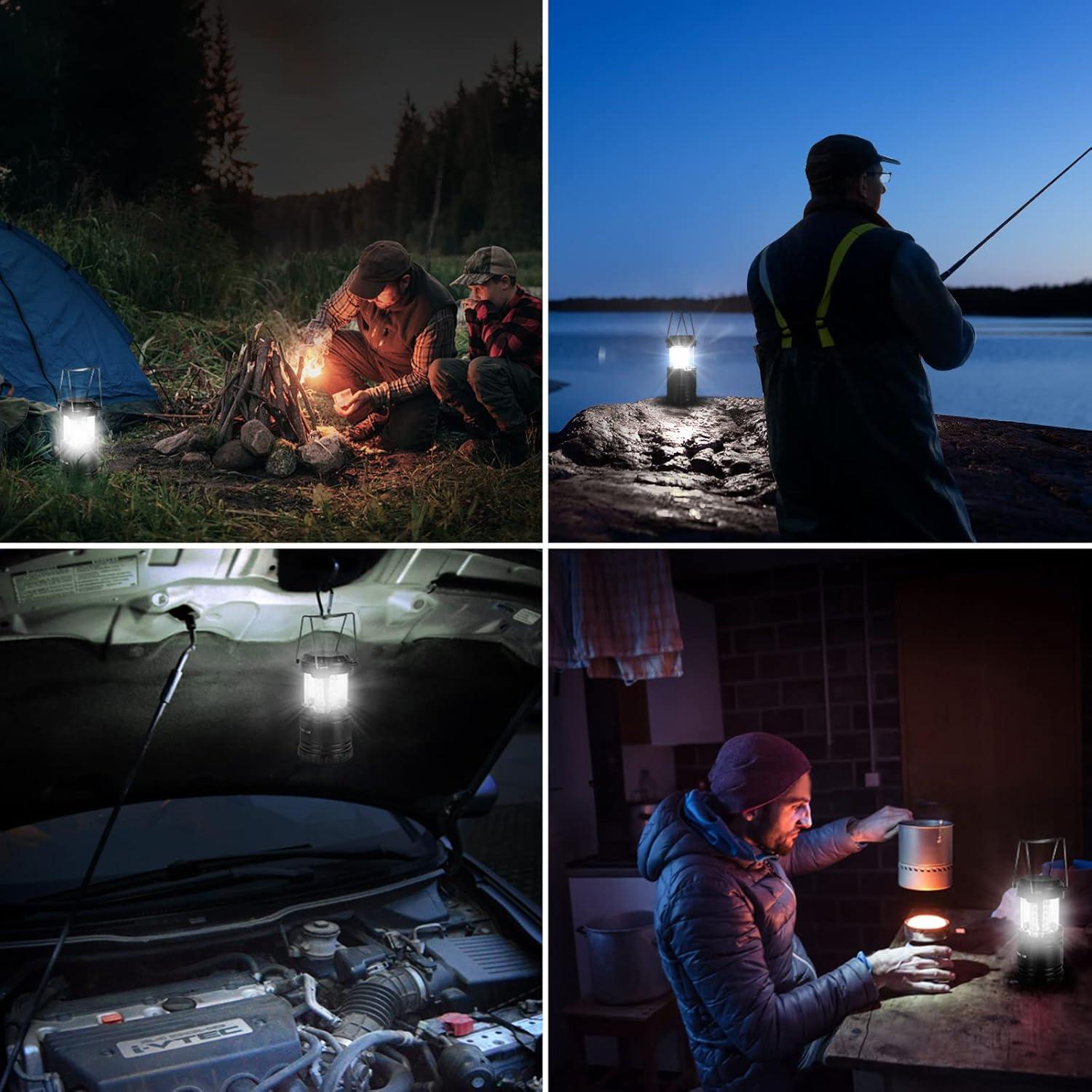 imageLepro LED Camping Lantern Super Bright Battery Powered IPX4 Water Resistant Portable Emergency Lights for Hurricane Storms Outages Collapsible 2 Packs