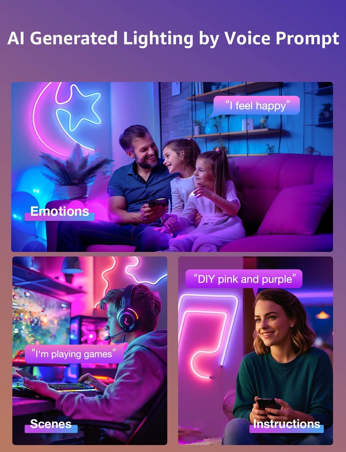 imageLepro N1 AI Smart RGB Rope Lights for Christmas Decorations LLM AI Generated Lighting LightBeats Music Sync Color Segment DIY Voice Control Via App 1968ft WiFi ampamp Bluetooth LED Strip Lights984ft