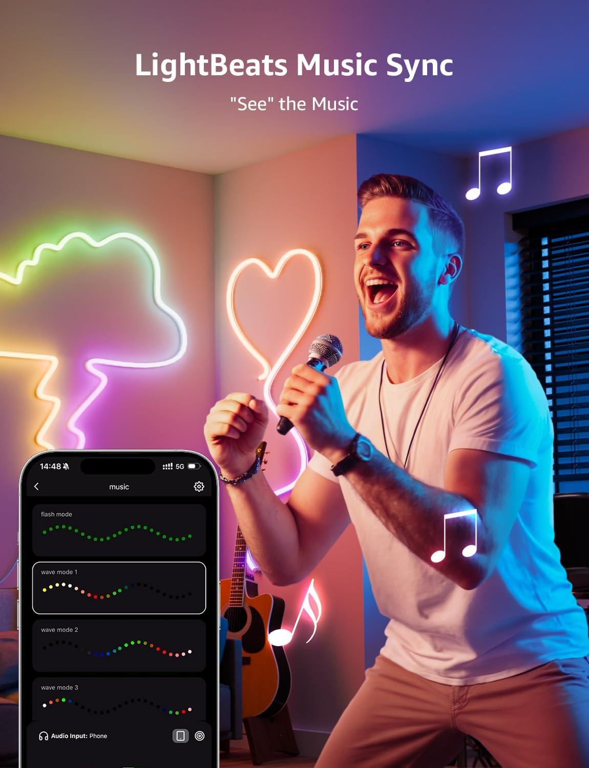 imageLepro N1 AI Smart RGB Rope Lights for Christmas Decorations LLM AI Generated Lighting LightBeats Music Sync Color Segment DIY Voice Control Via App 1968ft WiFi ampamp Bluetooth LED Strip Lights1968ft