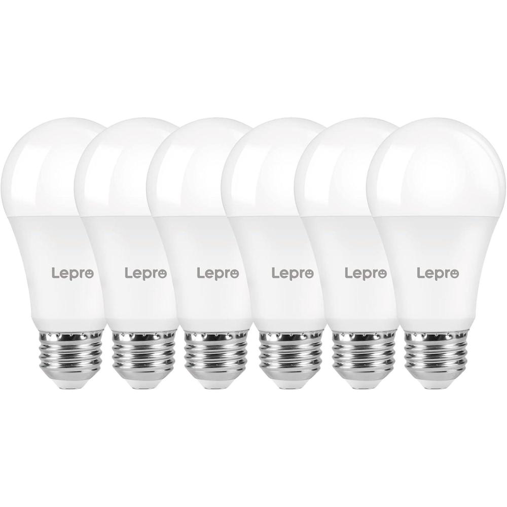imageLepro Dimmable LED Light Bulbs 100 Watt Equivalent 14W 1500LM Daylight White 5000K A19 E26 Standard Medium Base UL FCC Listed 15000 Hour Lifetime 6 PcsDaylight White
