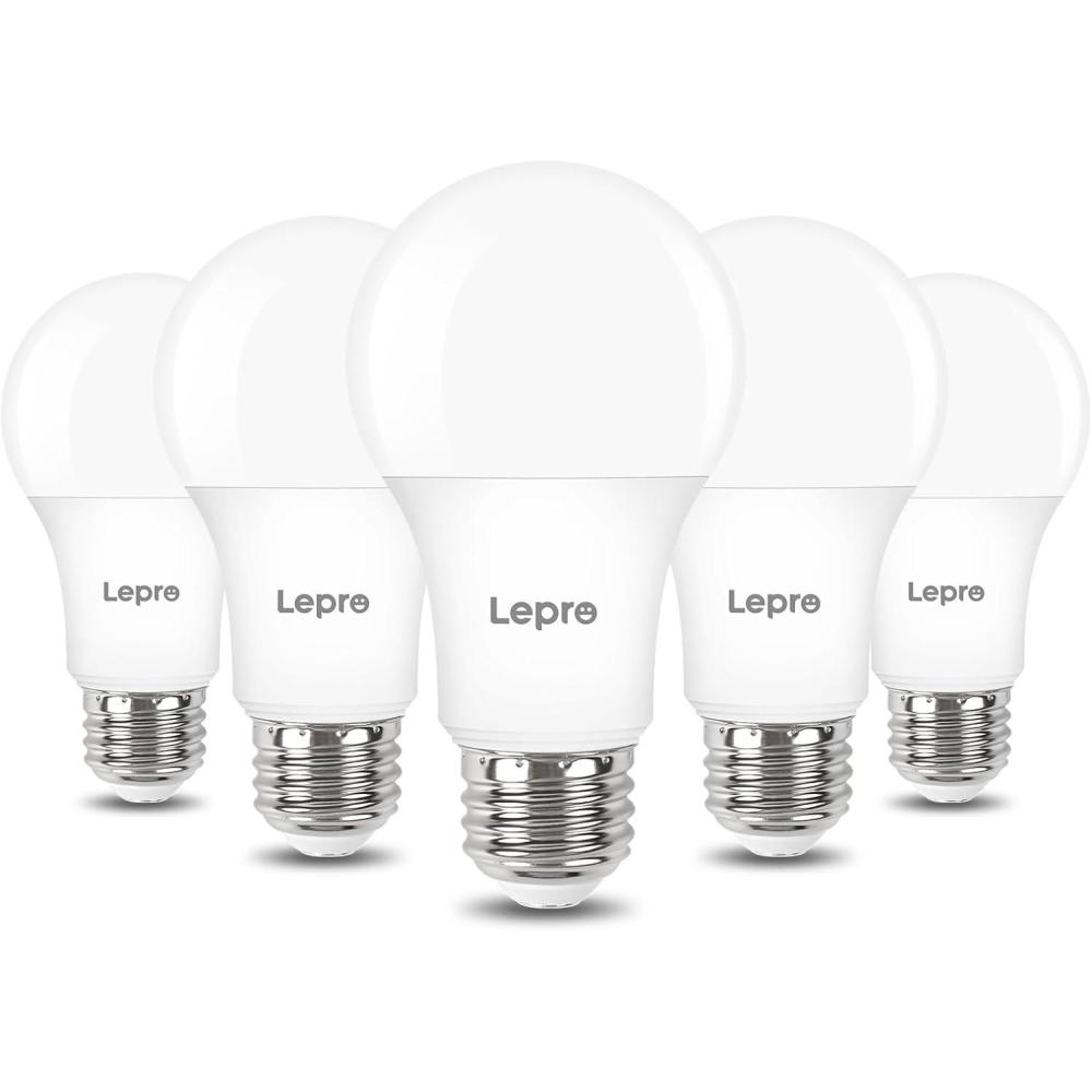 imageLepro Dimmable LED Light Bulbs 60 Watt Equivalent 95W 800LM Soft Warm White 2700K A19 E26 Standard Medium Base UL FCC Listed 15000 Hour Lifetime 6 PacksWarm White2700k