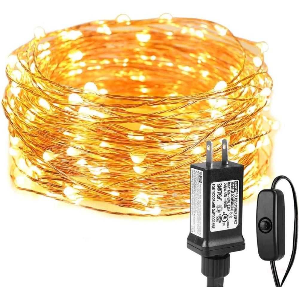 imageLighting EVER Fairy Lights Plug in 33ft 100 LED String Lights for Bedroom Warm White Copper Wire Lights Waterproof Indoor Outdoor Decorative Fairy Lights for Patio Garden Balcony Vases Craft33 ft