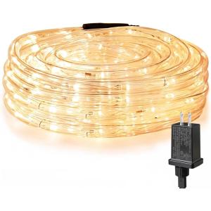 LE 33ft 240 LED Rope Lights Outdoor 24 Volts, 3/8 inch Clear Tube, Upgraded 2700K Warm White, Connectable (Up to 3 Sets), Not Dimmable, Waterproof String Lights for Patio Deck Railing Stair Landscape(Warm White)