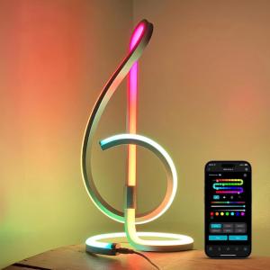 Lepro TB2 AI Smart Table Lamp, RGB+IC Addressable LED Lamps Alexa Google Home Enable, APP Control DIY Color Changing Modern Spiral Lamp, Music Sync, AI Generated Lighting LLM, 2.4 GHz WiFi/Bluetooth(Treble Clef)