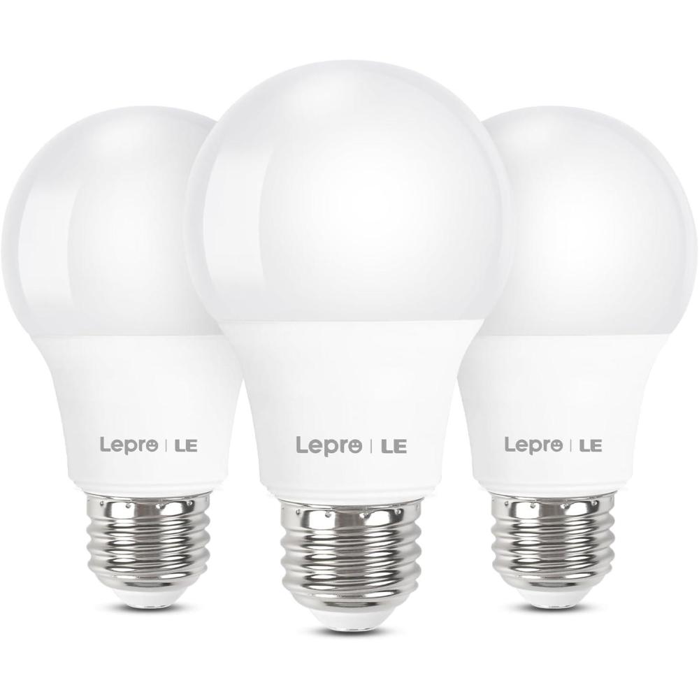 imageLE LED Light Bulbs 60 Watt Equivalent 9W 800 Lumens NonDimmable Daylight White 5000K A19 E26 Standard Medium Base 10000 Hour Lifetime 5 Count Pack of 1Daylight White 5000k