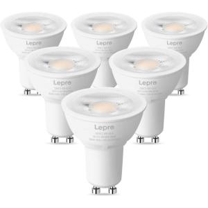 Lepro GU10 LED Bulb Dimmable, 50W Halogen Equivalent Light Bulbs, 5.5W 3000K Soft Warm Light Replacement for Recessed Track Lighting,40°Spotlight for Kitchen Range Hood Living Room & Bedroom, 6 Pack(Daylight White)