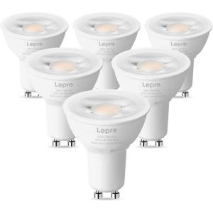 Lepro GU10 LED Bulb Dimmable, 50W Halogen Equivalent Light Bulbs, 5.5W 3000K Soft Warm Light Replacement for Recessed Track Lighting,40°Spotlight for Kitchen Range Hood Living Room & Bedroom, 6 Pack(Warm White)