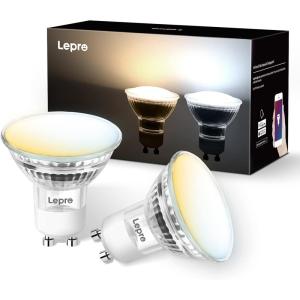 Lepro GU10 Smart LED Light Bulbs, Compatible with Alexa & Google Assistant, Dimmable with App, 50W Equivalent, Tunable White Track Light Bulb, No Hub Required, 2.4G WiFi Only, Pack of 2(2)