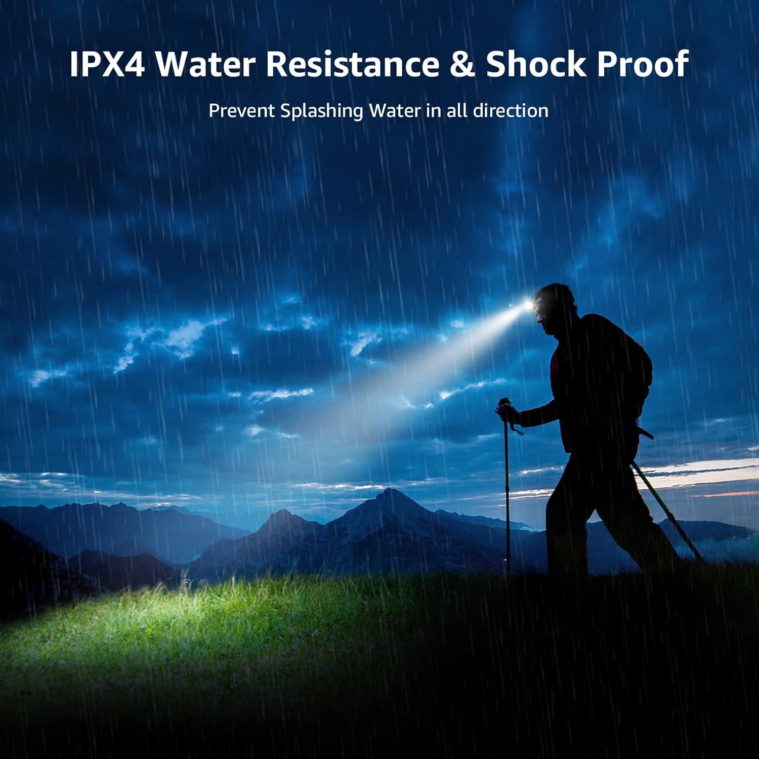 imageLepro PR320017a2 Rechargeable Headlamp with Motion Sensor 1500Lux LED Head Lamp with Red Light for Outdoor Activities 2 Pack
