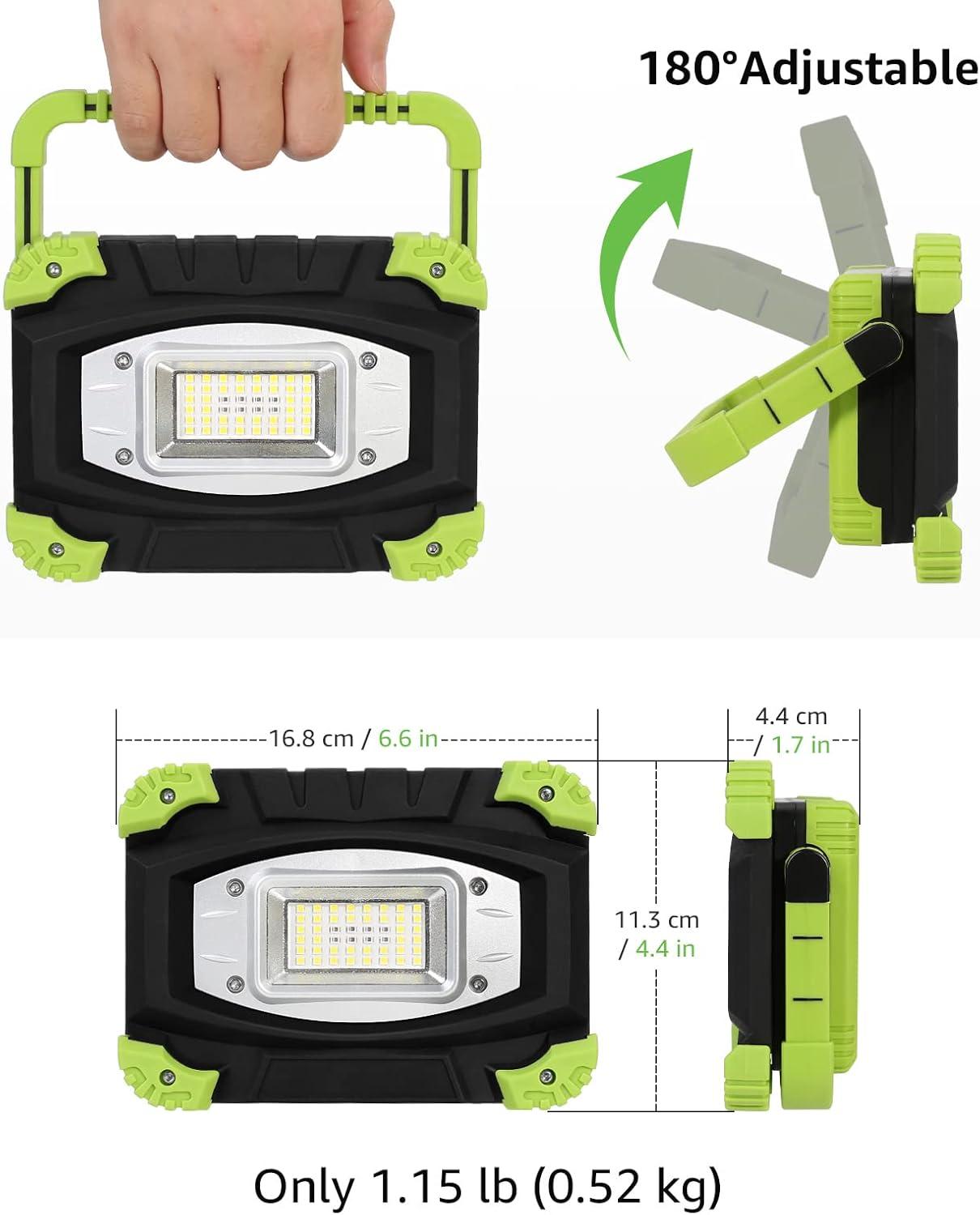 imageLepro Portable LED Work Light 20W Rechargeable Outdoor Flood Light Power Bank for Hiking Working Car Repairing Workshop and More