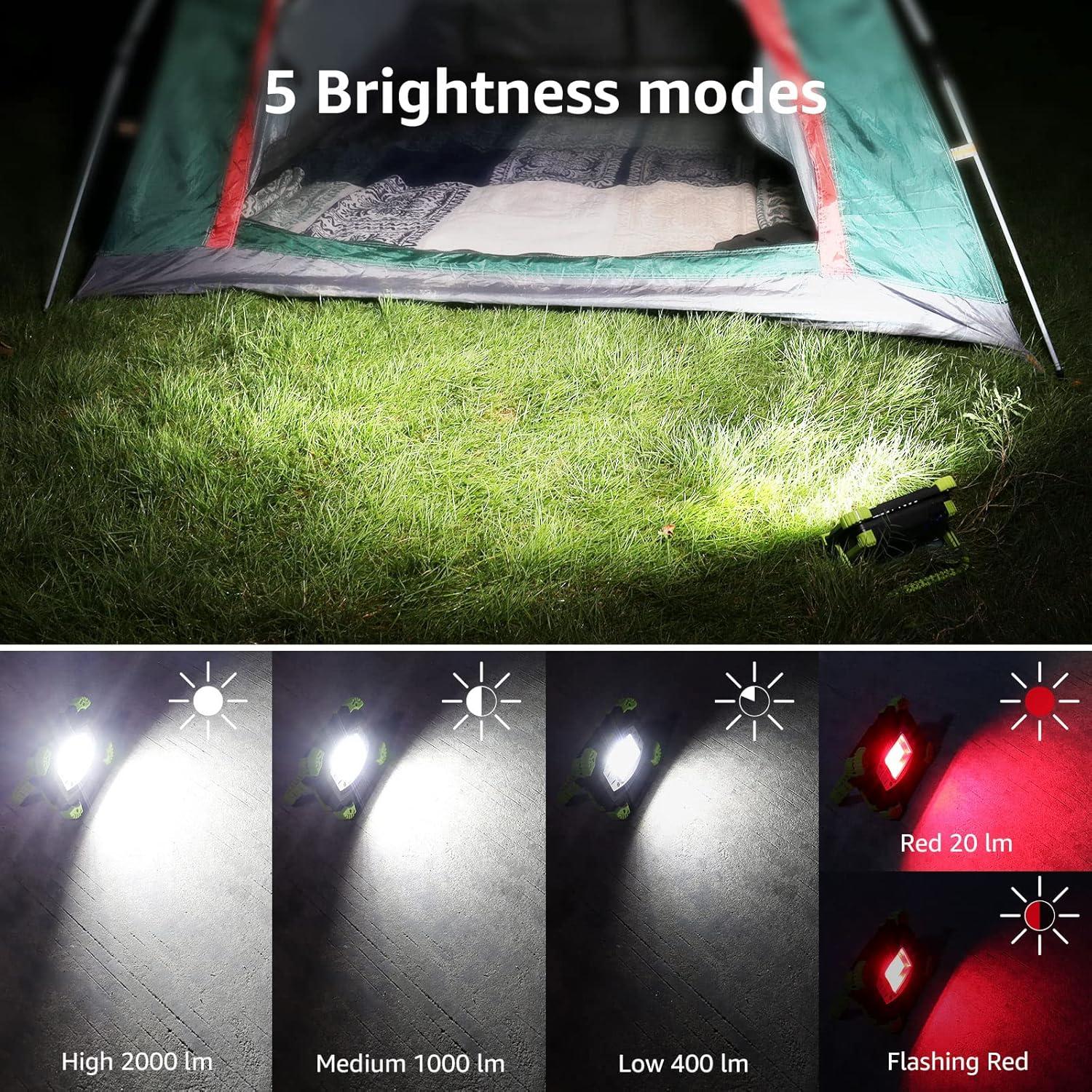 imageLepro Portable LED Work Light 20W Rechargeable Outdoor Flood Light Power Bank for Hiking Working Car Repairing Workshop and More