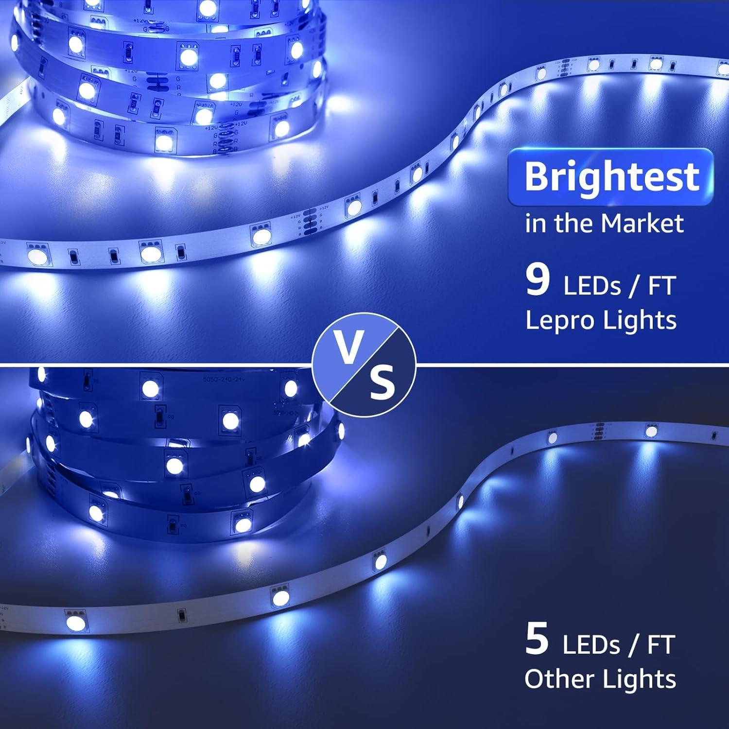 imageLepro RGB LED Strip Lights Christmas Decor 164ft Flexible LED Light Strip 5050 SMD LED Color Changing Rope Light with Remote Controller and 24V Power Supply for TV Backlight Home Bedroom Bar164 ft