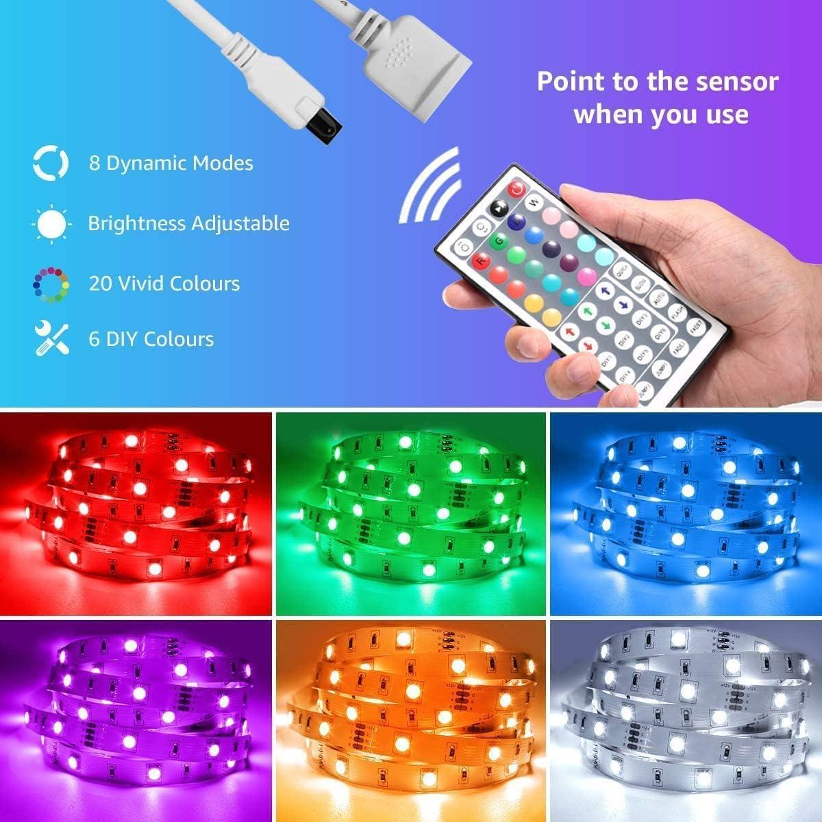 imageLepro RGB LED Strip Lights Christmas Decor 164ft Flexible LED Light Strip 5050 SMD LED Color Changing Rope Light with Remote Controller and 24V Power Supply for TV Backlight Home Bedroom Bar164 ft