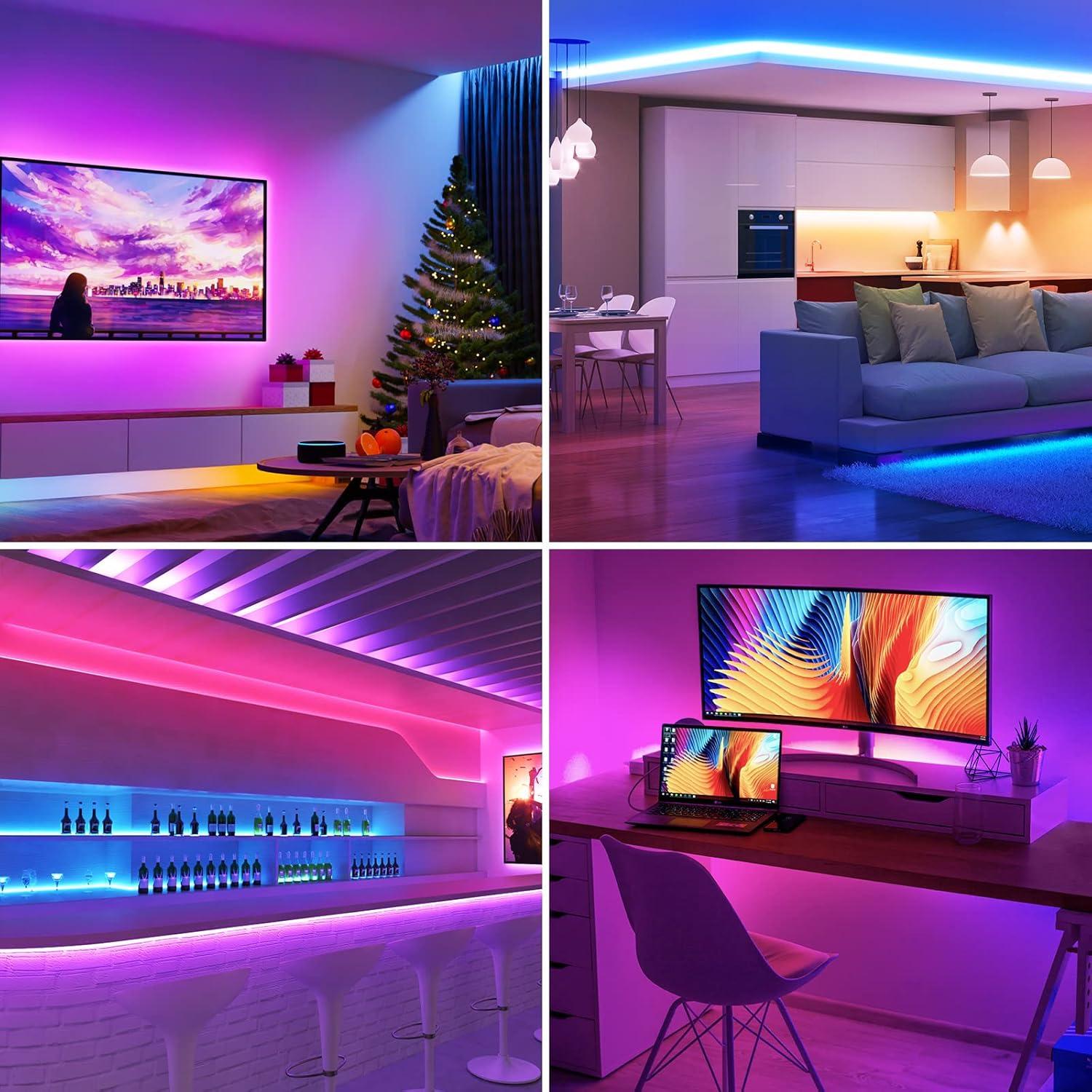 imageLepro RGB LED Strip Lights Christmas Decor 164ft Flexible LED Light Strip 5050 SMD LED Color Changing Rope Light with Remote Controller and 24V Power Supply for TV Backlight Home Bedroom Bar164 ft