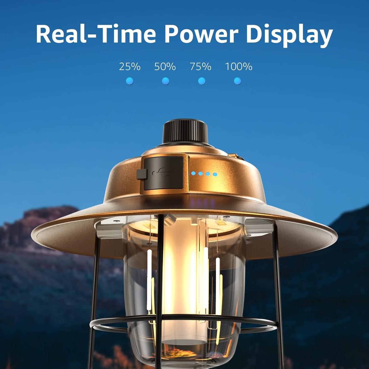 imageLepro Vintage LED Camping Lantern Rechargeable Power Bank Christmas Decorations Retro Style Classic Railroad Lantern with Dimmable Control Portable Hanging Tent Light for Camping Power Outages