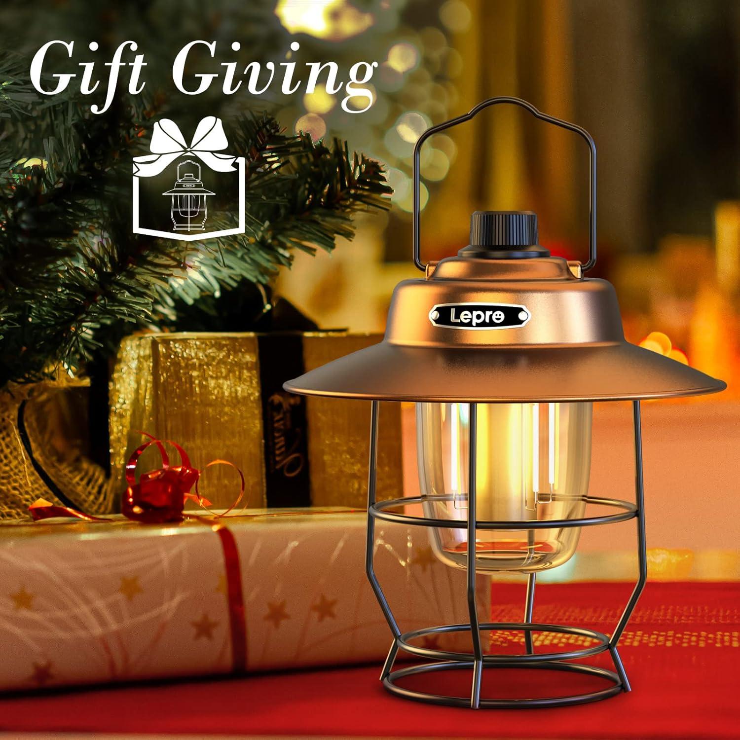 imageLepro Vintage LED Camping Lantern Rechargeable Power Bank Christmas Decorations Retro Style Classic Railroad Lantern with Dimmable Control Portable Hanging Tent Light for Camping Power Outages