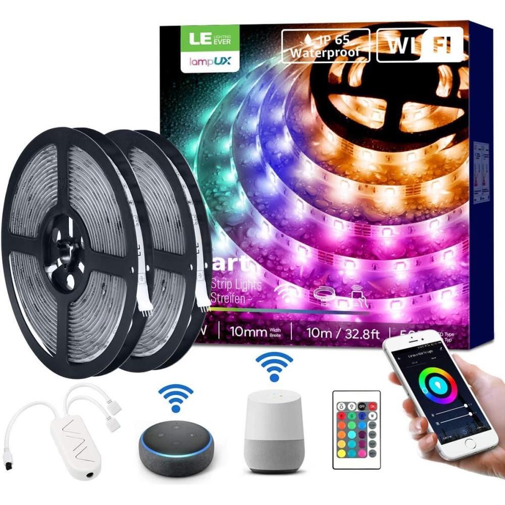 imageLE LED Strip Lights Halloween Decorations 328ft WiFi Smart Waterproof RGB Strips SMD 5050 LED Rope Light AppampampRemote Controlled Alexa Compatible Tape Light for Bedroom Home and Kitchen328ft