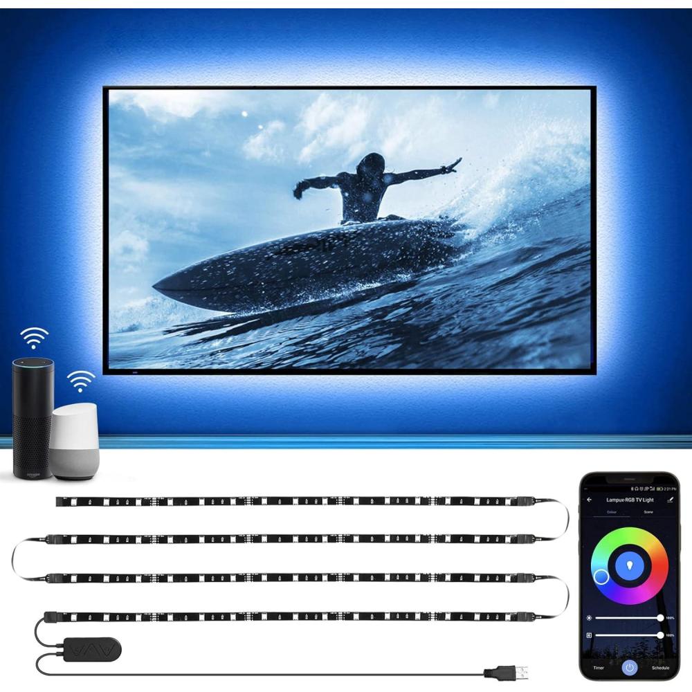 imageLE TV LED Lights App Control TV LED Backlights 16 Million RGB DIY Colors 656FT Easy Installation USB TV LED Lights for 3265 inch TVs Computer Bedroom Gaming Monitor