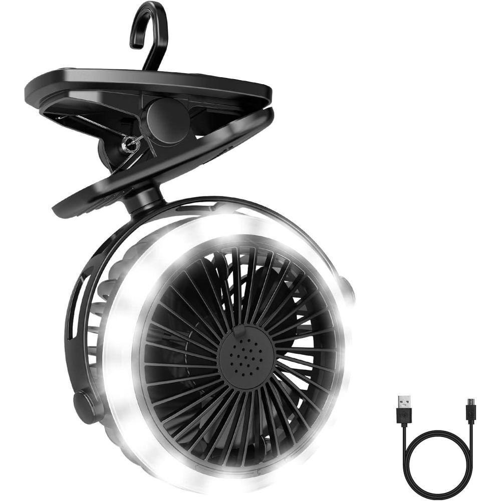 imageLepro Camping Lantern with Camping Fan Rechargeable Fan Camping Essentials 2 Lighting Modes 3 Speed Settings Fan Tent Fan with Hanging Hook for Camping Hiking Hurricane Emergency Outages