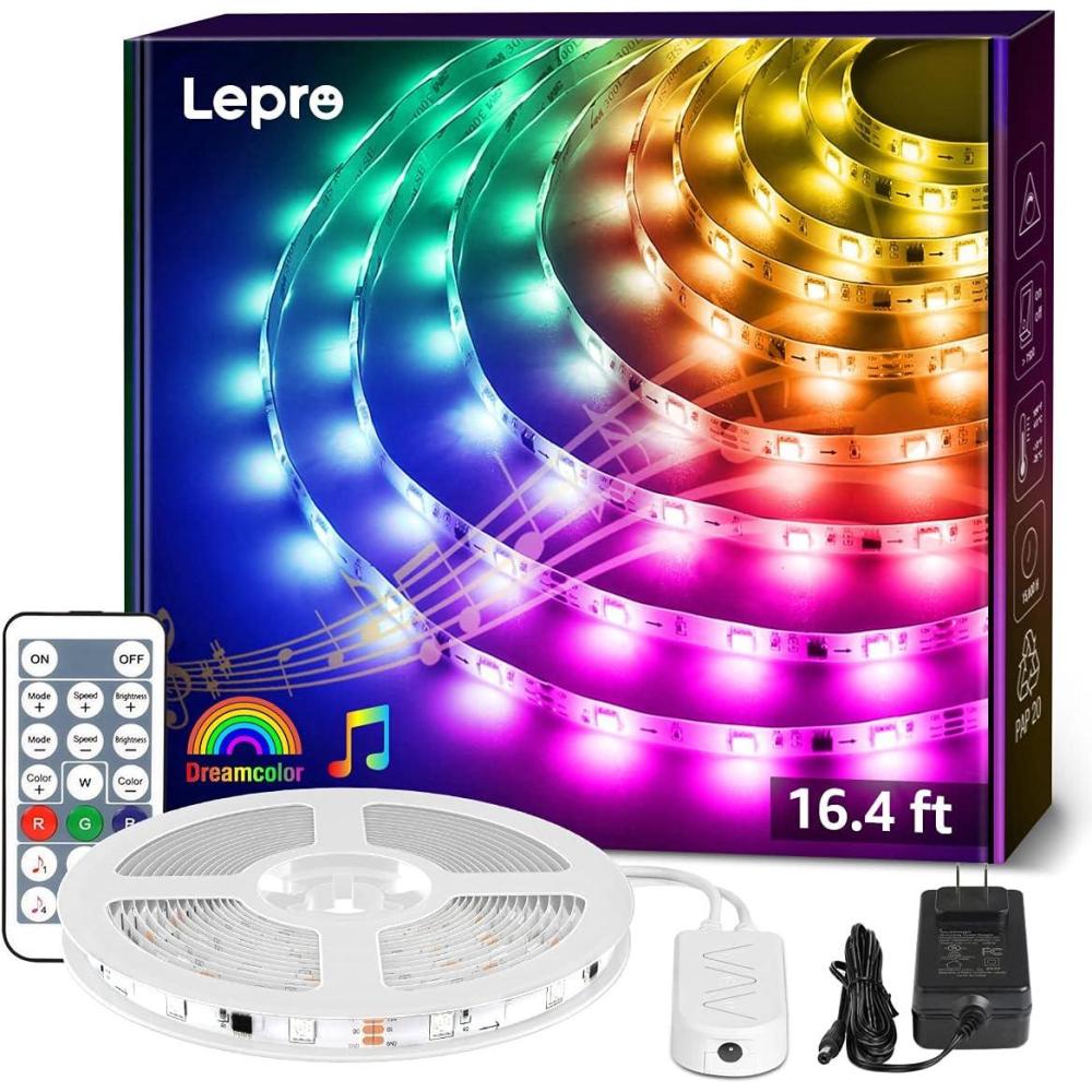 imageLepro LED Strip Lights 164ft Music Sync MagicColor Light Strip with Remote Dreamcolor Christmas Color Changing Lights 5050 RGB Lights for Bedroom Home Gaming Room Party TV Wall Decor164 ft