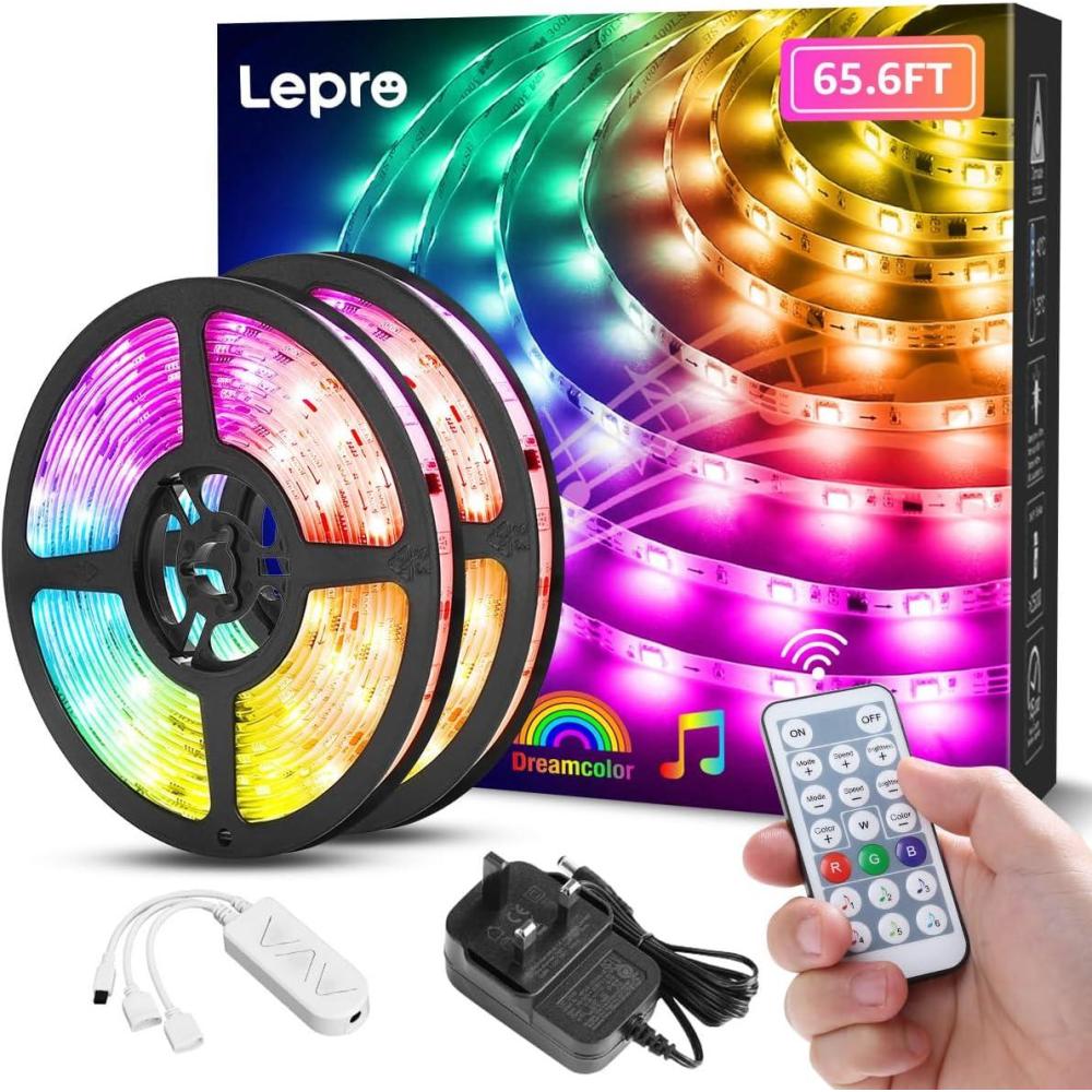 imageLepro LED Strip Lights 164ft Music Sync MagicColor Light Strip with Remote Dreamcolor Christmas Color Changing Lights 5050 RGB Lights for Bedroom Home Gaming Room Party TV Wall Decor656ft
