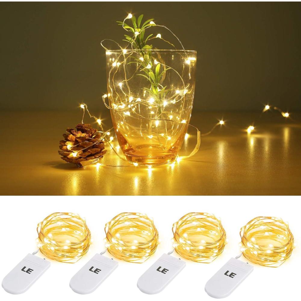 imageLighting EVER Fairy Lights Battery Operated 20 LED Mini String Lights Waterproof Small Pixie Lights for Mason Jars Crafts DIY Decorations Wedding Party Centerpieces Bedroom Christmas Dcor4 units