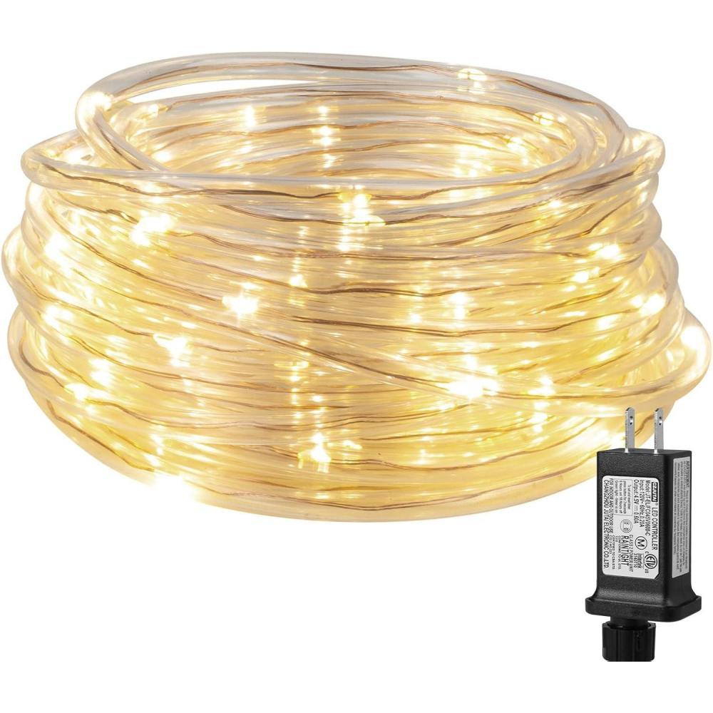 imageLighting EVER Plug in Rope Lights with Small Tube 14 in PencilSize 100 LED Copper Wire String Lights in 33 ft Tube Cool White 6000K Thin Light Rope for Railing Fence Balcony Not ConnectableWarm White