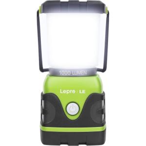 LE 1000LM Battery Powered LED Camping Lantern, Waterproof Tent Light with 4 Light Modes, Camping Essentials, Portable Lantern Flashlight for Camping, Emergency Light, Power Outages, Not Rechargeable(Green-1000lm-1Pack)