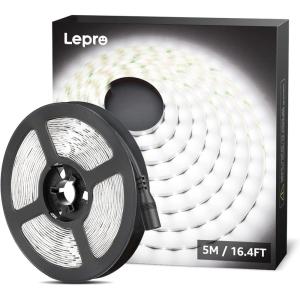 Lepro 12V LED Strip Light, Flexible, SMD 2835, 300 LEDs, 32.8ft Tape Light for Home, Kitchen, Party, Christmas and More, Non-Waterproof, Daylight White, Pack of 2(Not Include Power Adapter)(16.4 ft)