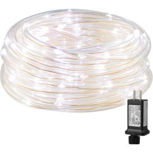 Lighting EVER Plug in Rope Lights with Small Tube, 1/4 in Pencil-Size, 100 LED Copper Wire String Lights in 33 ft Tube, Cool White 6000K, Thin Light Rope for Railing, Fence, Balcony, Not Connectable(Daylight White)