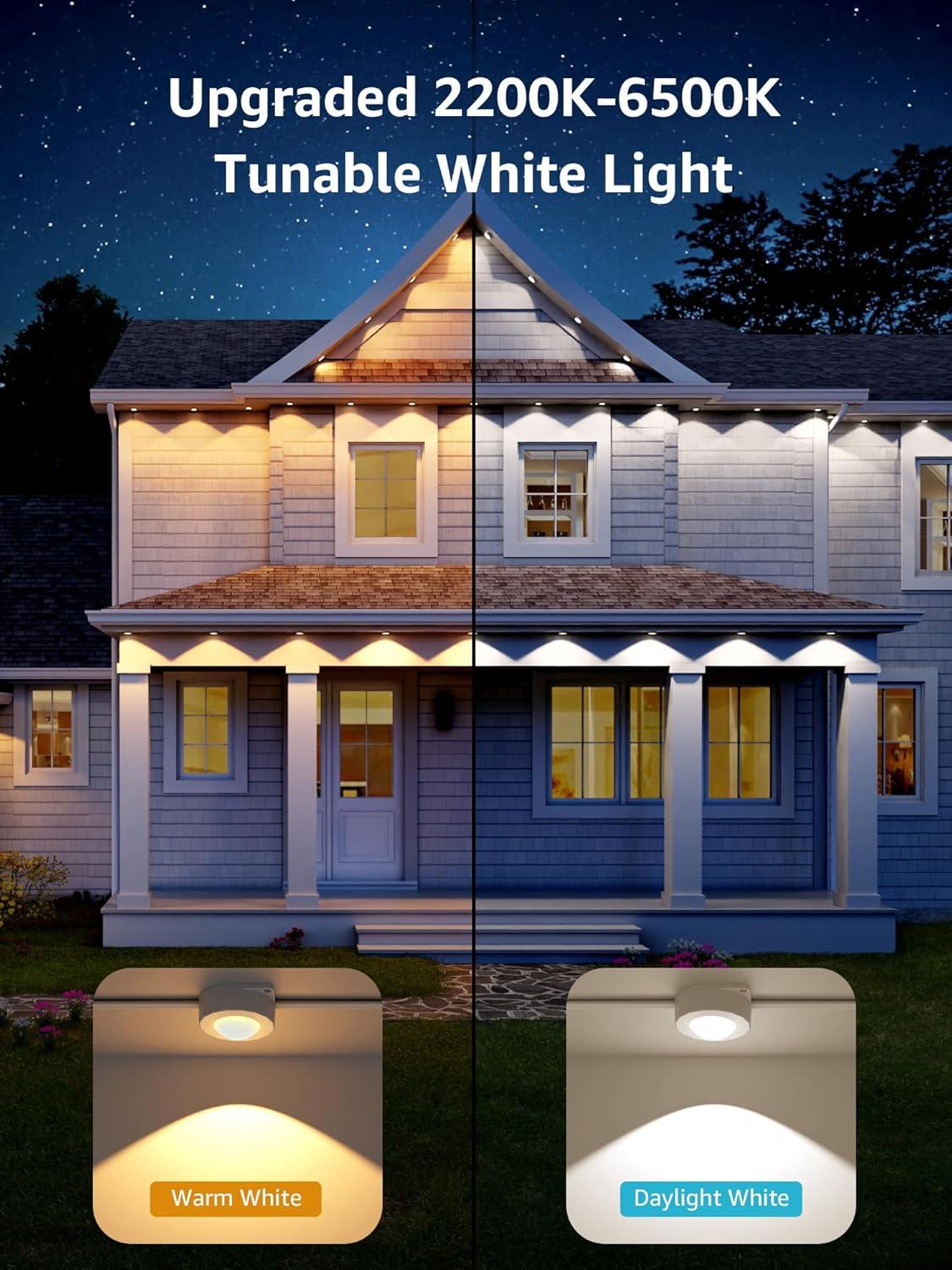 imageLepro E1 AI Permanent Outdoor Lights APP Control 100ft 60 LED Smart RGBICWarmCool White House Eave Light for Halloween Christmas Alexa Google Enabled 24 GHz WiFiBluetooth NO Remote Controller150 FT