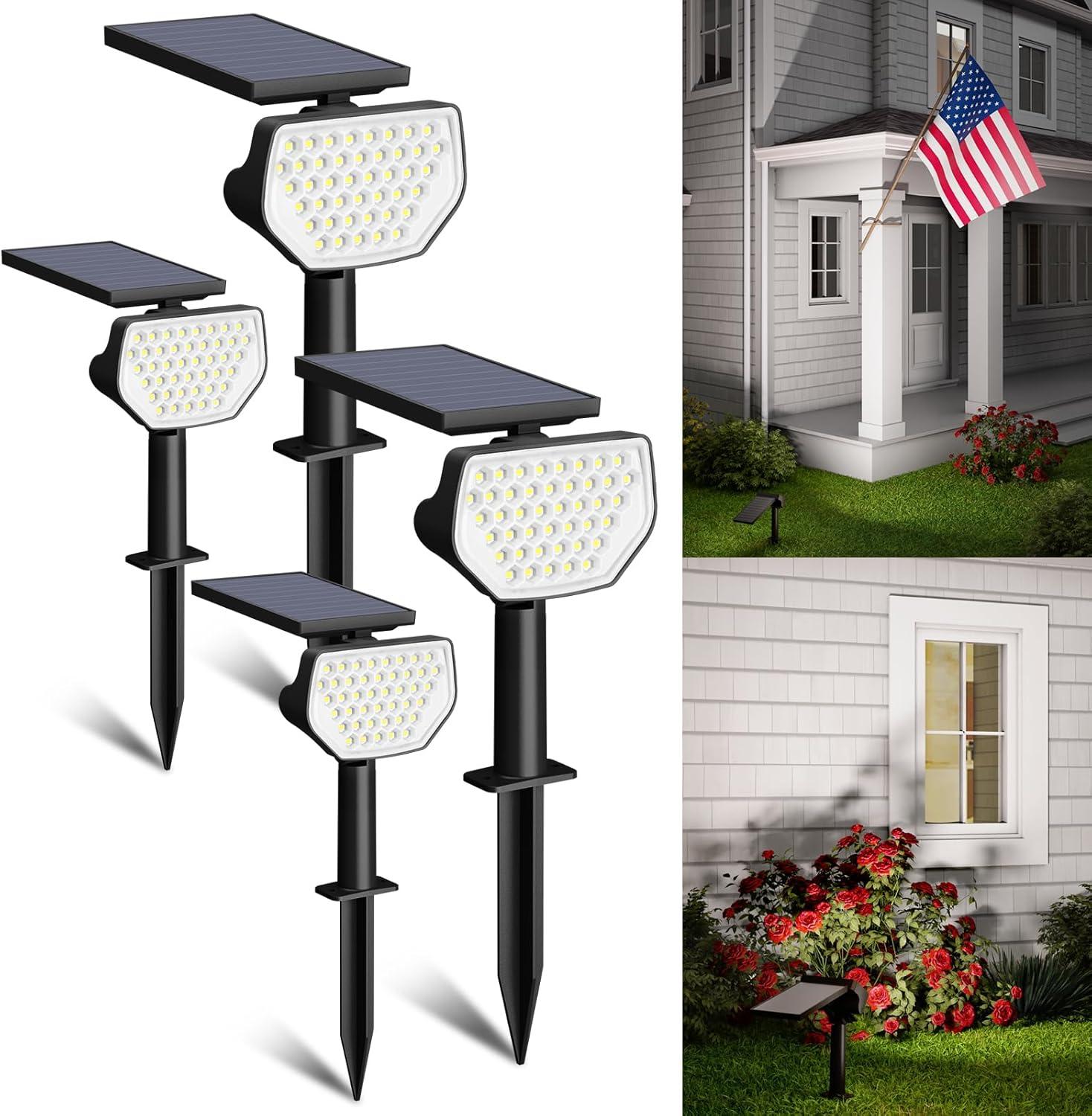 imageLepro Halloween Outdoor Solar Spot Lights Outdoor IP65 Waterproof for Flag Garden Landscape Backyard Holiday Christmas Decorations 2 Pack Cool WhiteDaylight White