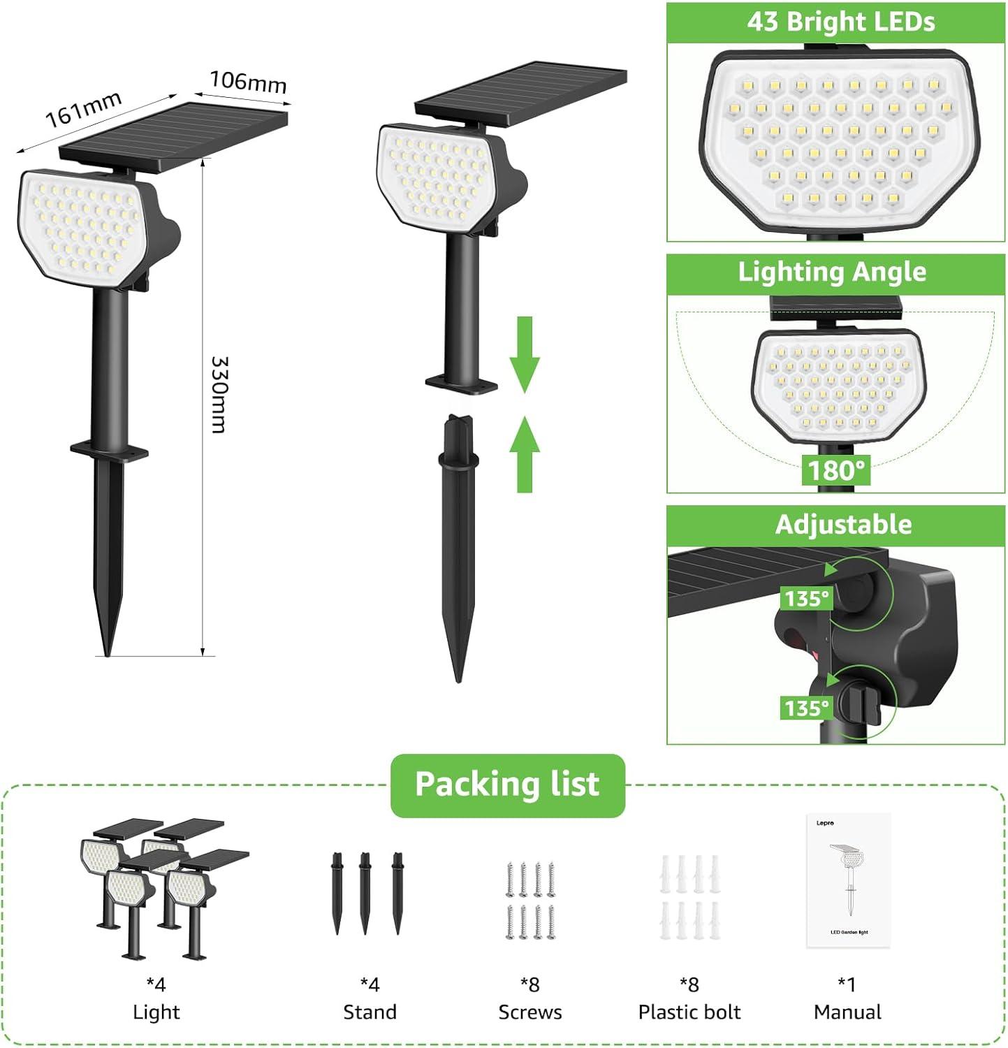 imageLepro Halloween Outdoor Solar Spot Lights Outdoor IP65 Waterproof for Flag Garden Landscape Backyard Holiday Christmas Decorations 2 Pack Cool WhiteDaylight White