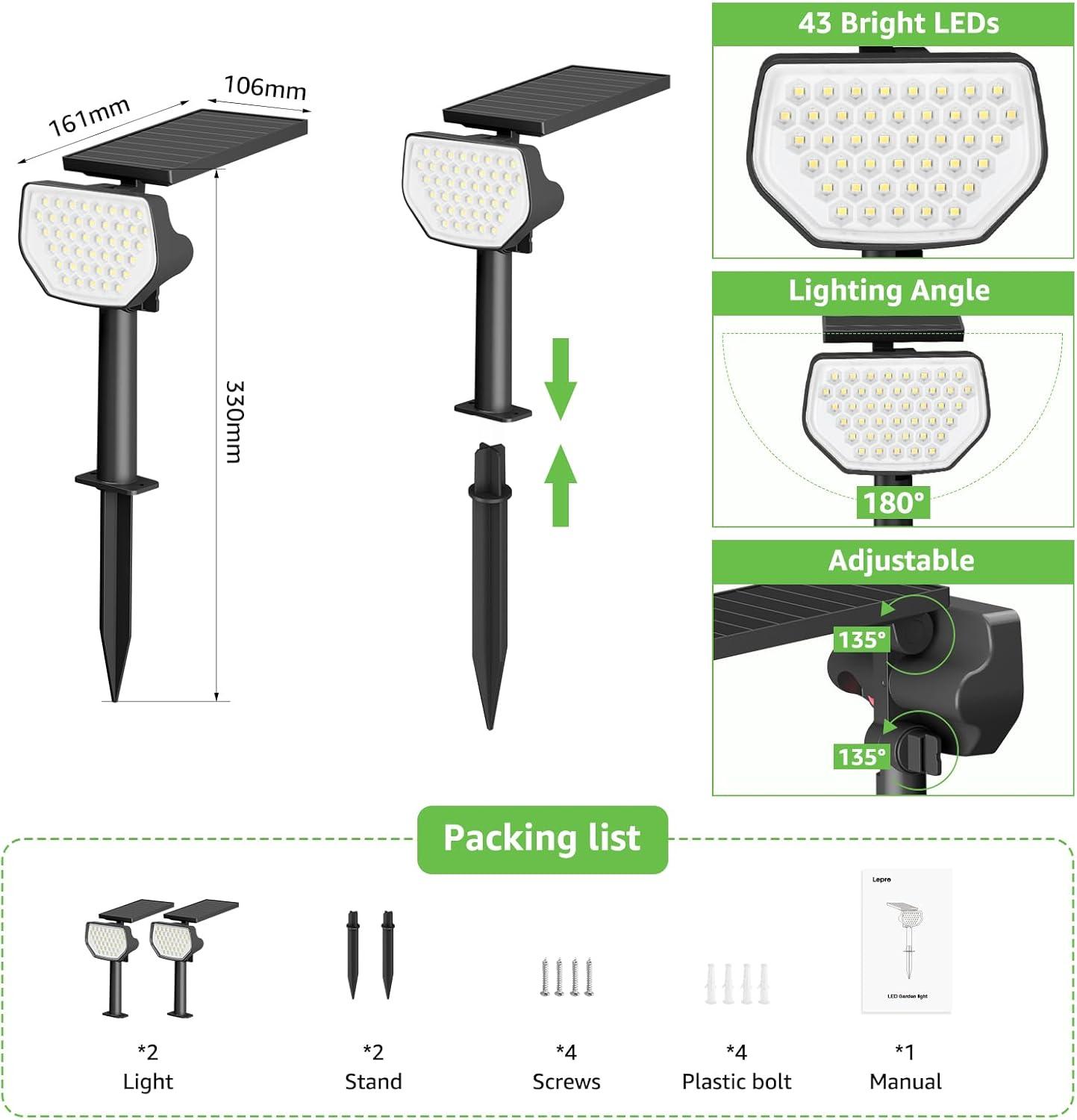 imageLepro Halloween Outdoor Solar Spot Lights Outdoor IP65 Waterproof for Flag Garden Landscape Backyard Holiday Christmas Decorations 2 Pack Cool WhiteDaylight White