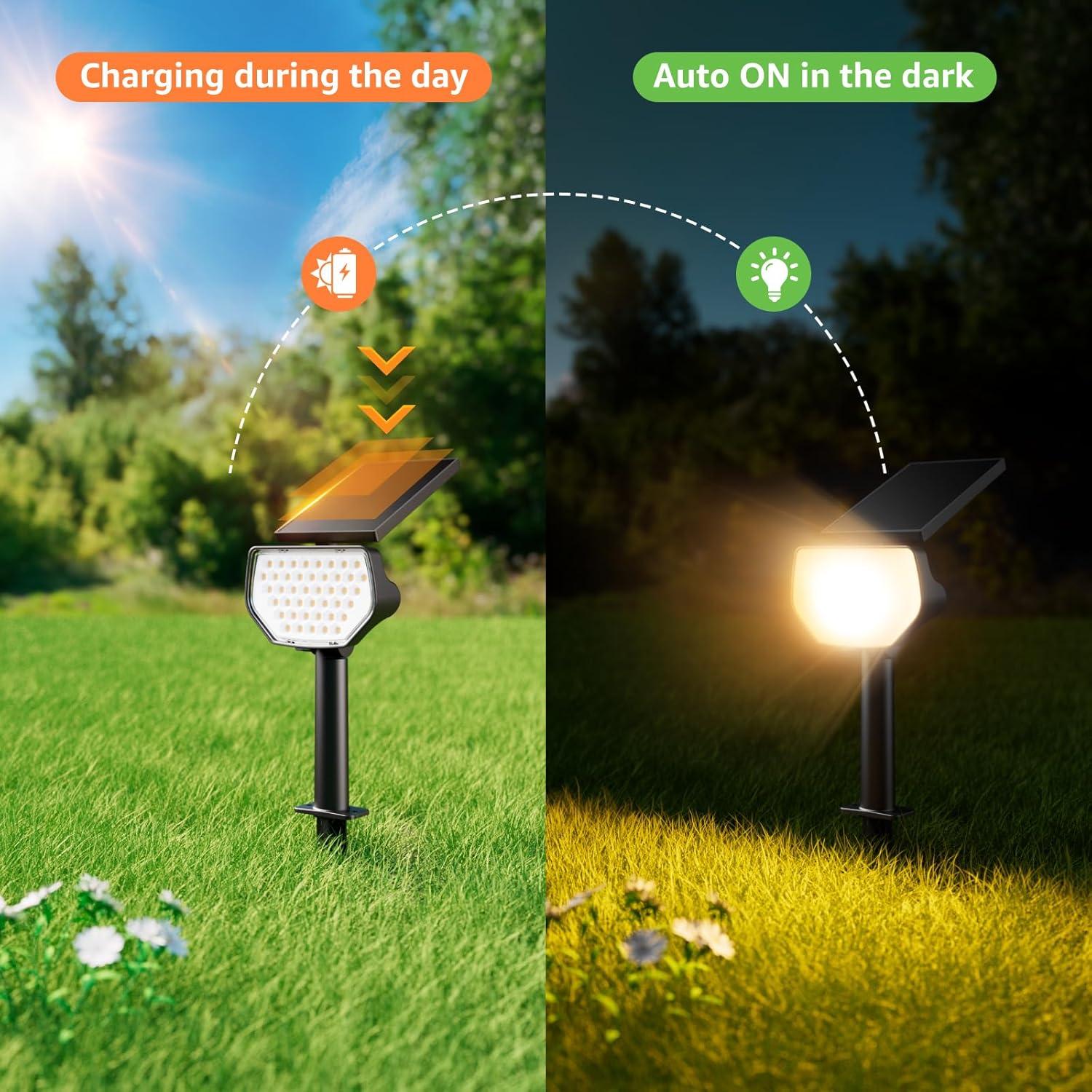 imageLepro Halloween Outdoor Solar Spot Lights Outdoor IP65 Waterproof for Flag Garden Landscape Backyard Holiday Christmas Decorations 2 Pack Cool WhiteWarm White