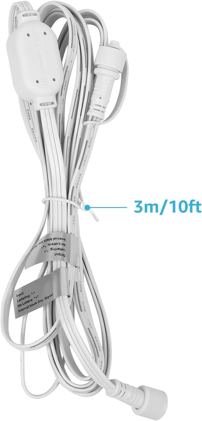 imageLepro Permanent Lights Accessories Only 10ft Extension Cable for Lepro E1 Permanent Outdoor Lights 3pin Extension Cord with Builtin Data Booster