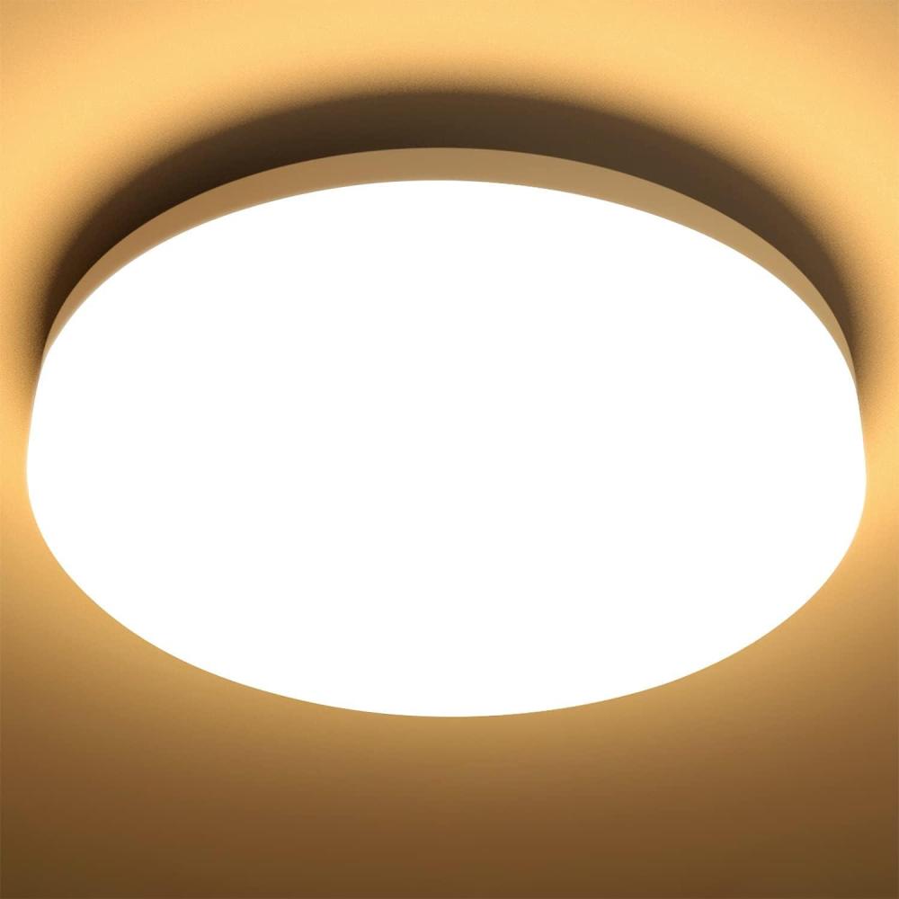 imageLepro 87 inch 15 watt Flush Mount LED Ceiling Light Fixture for Bathroom Waterproof Soft Warm White 3000 Kelvin 1250 Lumen 120 watt Equivalent Ceiling Lamp for Kitchen Laundry Bedroom HallwayWarm White