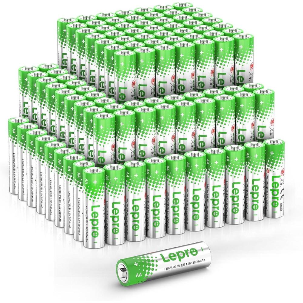 imageLepro AA Batteries 24 Pack Reclosable Packaging  15V Alkaline Double A Batteries with 2800mAh Max LongLasting Power LeakProof ampamp CorrosionResistant Ideal for Home ampamp Office Devices100 Count Pack of 1