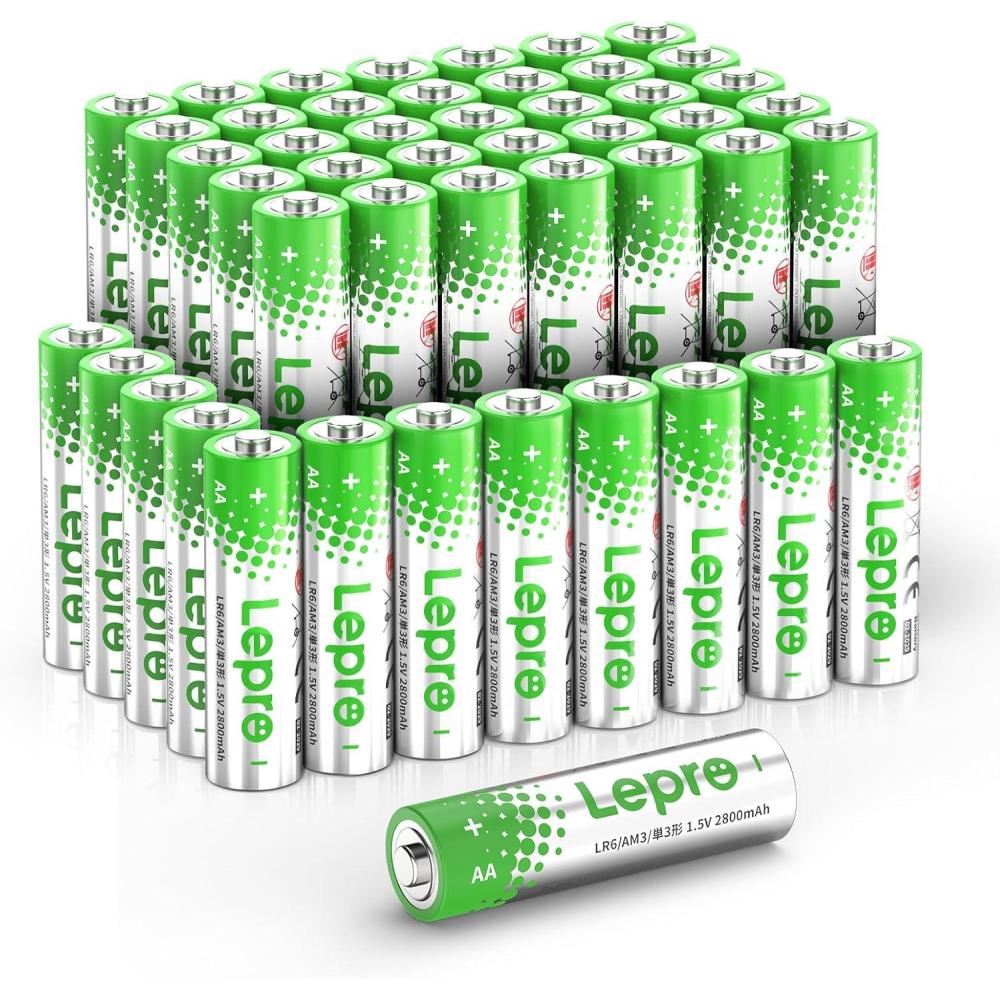 imageLepro AA Batteries 24 Pack Reclosable Packaging  15V Alkaline Double A Batteries with 2800mAh Max LongLasting Power LeakProof ampamp CorrosionResistant Ideal for Home ampamp Office Devices48 Count Pack of 1