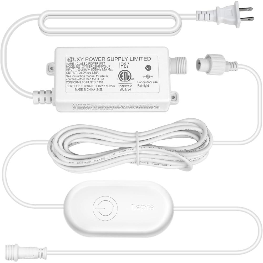 imageLepro E1 Permanent Lights Accessories Only  29V 48W ACDC Power Supply and inline Smart Controller Set IP67 Waterproof Adapter with IP65 Waterproof Controller Box NOT for Any Other Brands
