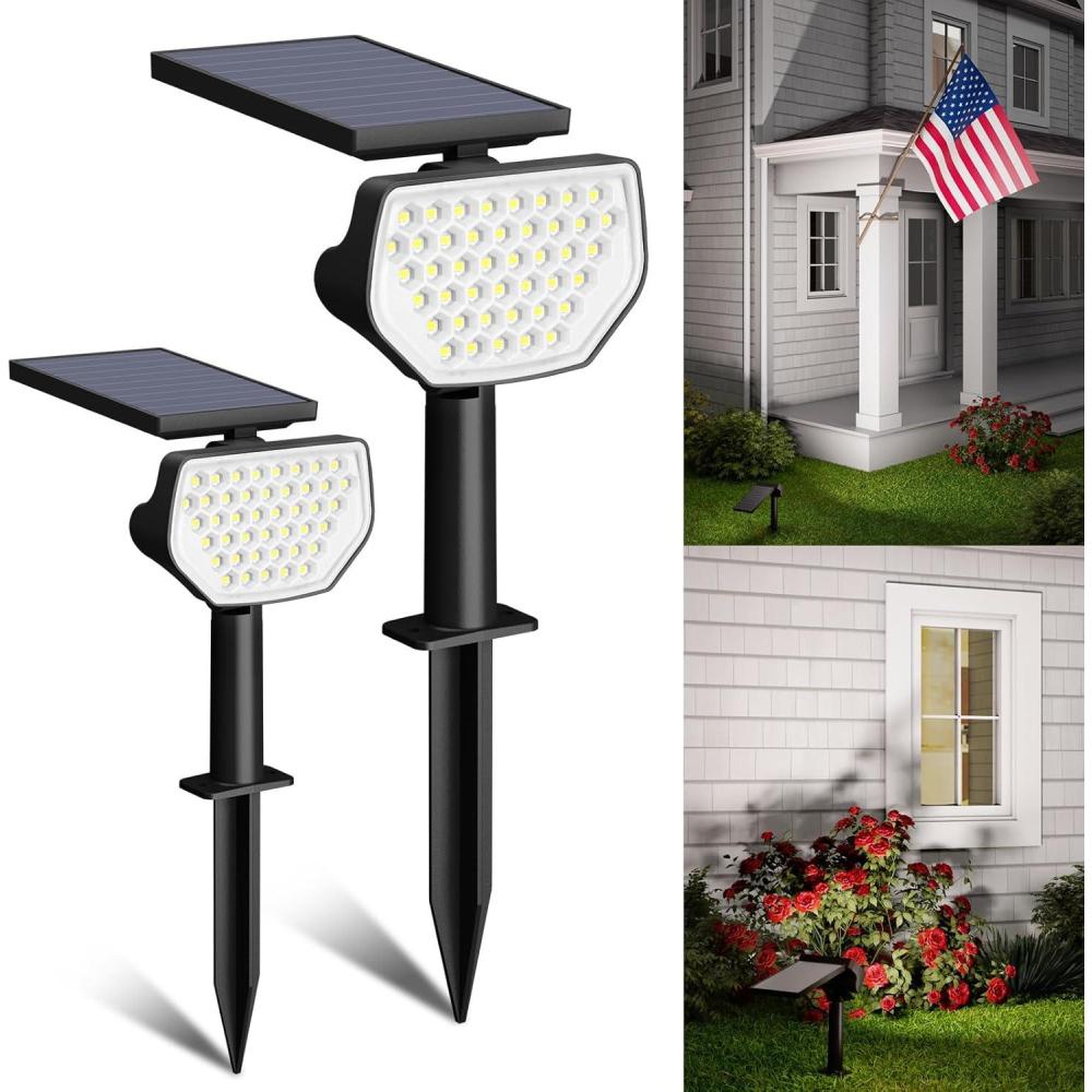 imageLepro Halloween Outdoor Solar Spot Lights Outdoor IP65 Waterproof for Flag Garden Landscape Backyard Holiday Christmas Decorations 2 Pack Cool WhiteDaylight White
