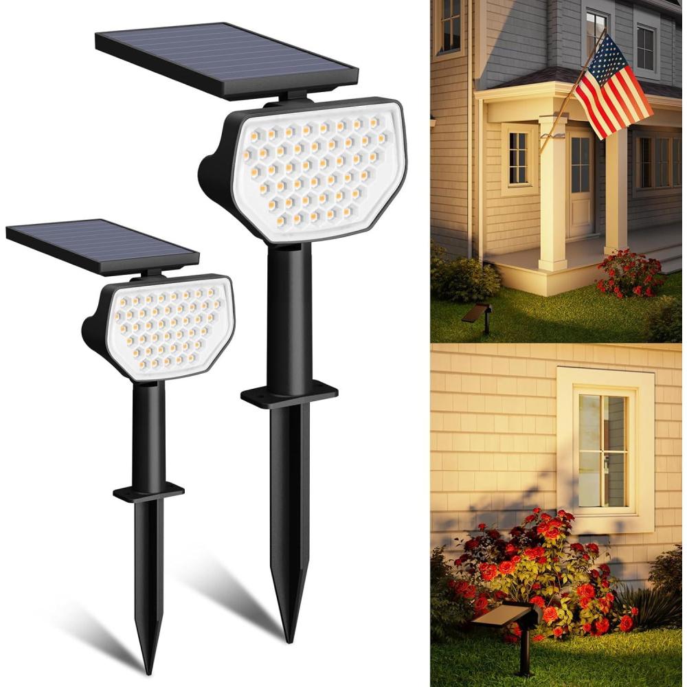 imageLepro Halloween Outdoor Solar Spot Lights Outdoor IP65 Waterproof for Flag Garden Landscape Backyard Holiday Christmas Decorations 2 Pack Cool WhiteWarm White