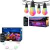 imageLepro Bundle  50ft E1 RGBIC AI Smart Permanent Outdoor Lights with 30 WarmCool LED Lights ampamp 100ft ZB1 RGBIC AI Smart Outdoor String Lights with 30 Warm LED Bulbs