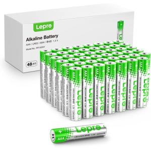 Lepro AAA Batteries 24 Pack, Triple A Batteries with Ultra Long-Lasting Power – High Performance,1.5V Leak-Proof, Corrosion-Resistant Alkaline AAA Batteries, Ideal for Home & Office Devices(48 Count (Pack of 1))