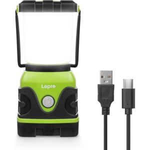 Lepro 1300LM LED Camping Lantern Rechargeable, 4 Light Modes, 3600mAh Power Bank, IPX4 Waterproof, Perfect Lantern Flashlight for Hurricane Emergency, Hiking, Home and More, USB Cable Included