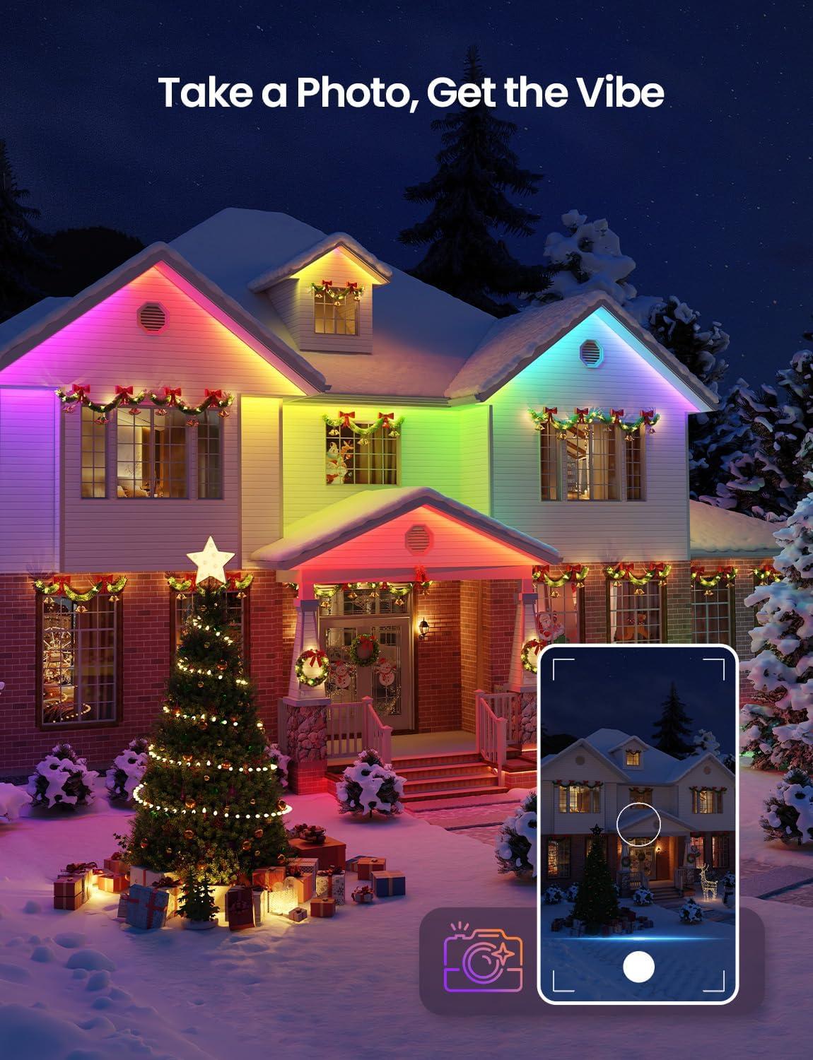 imageLepro SW1 AI Smart Outdoor LED Strip Lights 328ft IP65 Waterproof RGBCW Light Strips 2700K5700K Tunable Warm White APP ControlNo Remote 24G WiFi Lights for Holiday Decor House Porch Eave