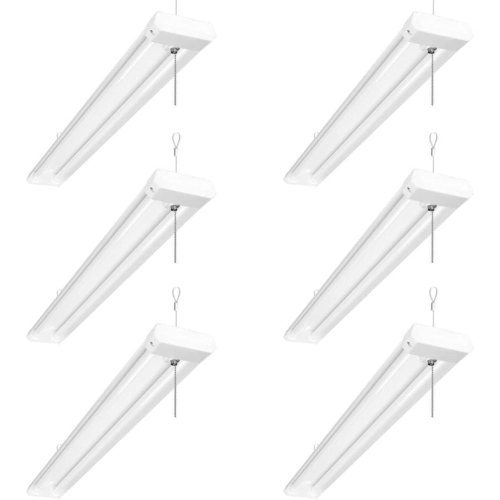 image:imageLepro 4ft Linkable LED Shop Lights 42W 4200lm Garage Ceiling Light Fixture 4000K Neutral White 250W Equivalent Surface Flush Mount or Hanging Workshop Bench Light with Plug and Pull Chain 6 Packs