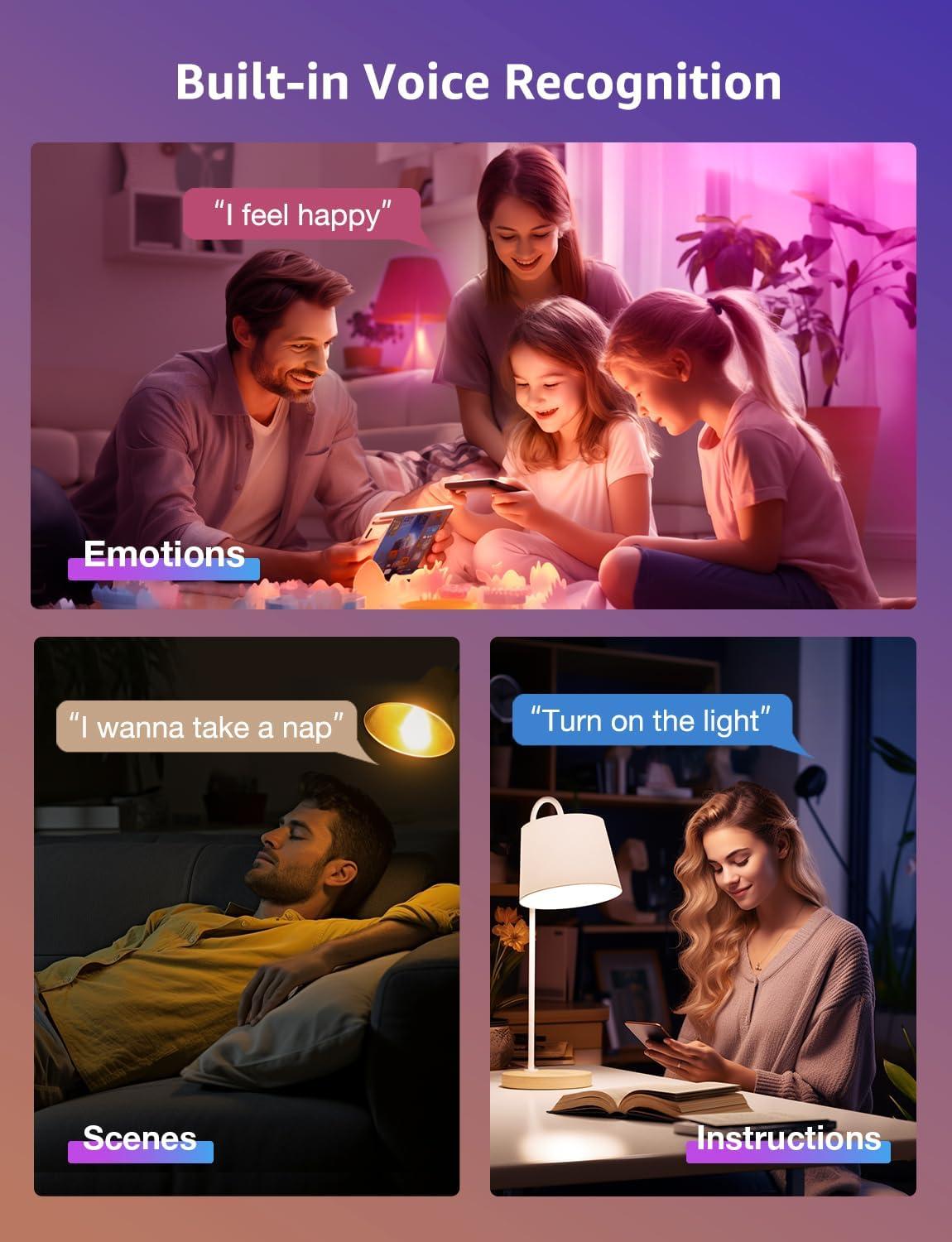 Lepro B1 Christmas Light Bulbs – Smart Mood Recognition, Music Sync, 2 ...