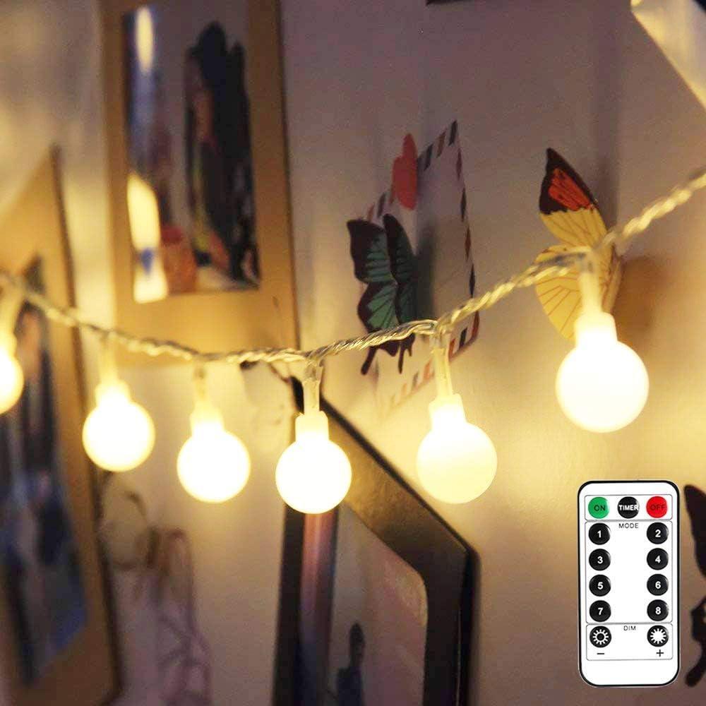 image:imageLighting EVER Globe String Lights Battery Operated 164ft 50 LED Small Ball Decorative Fairy Light with Remote and Timer Hanging for Bedroom Teen Room Dorm Teepee Balcony Camping TentWarm White