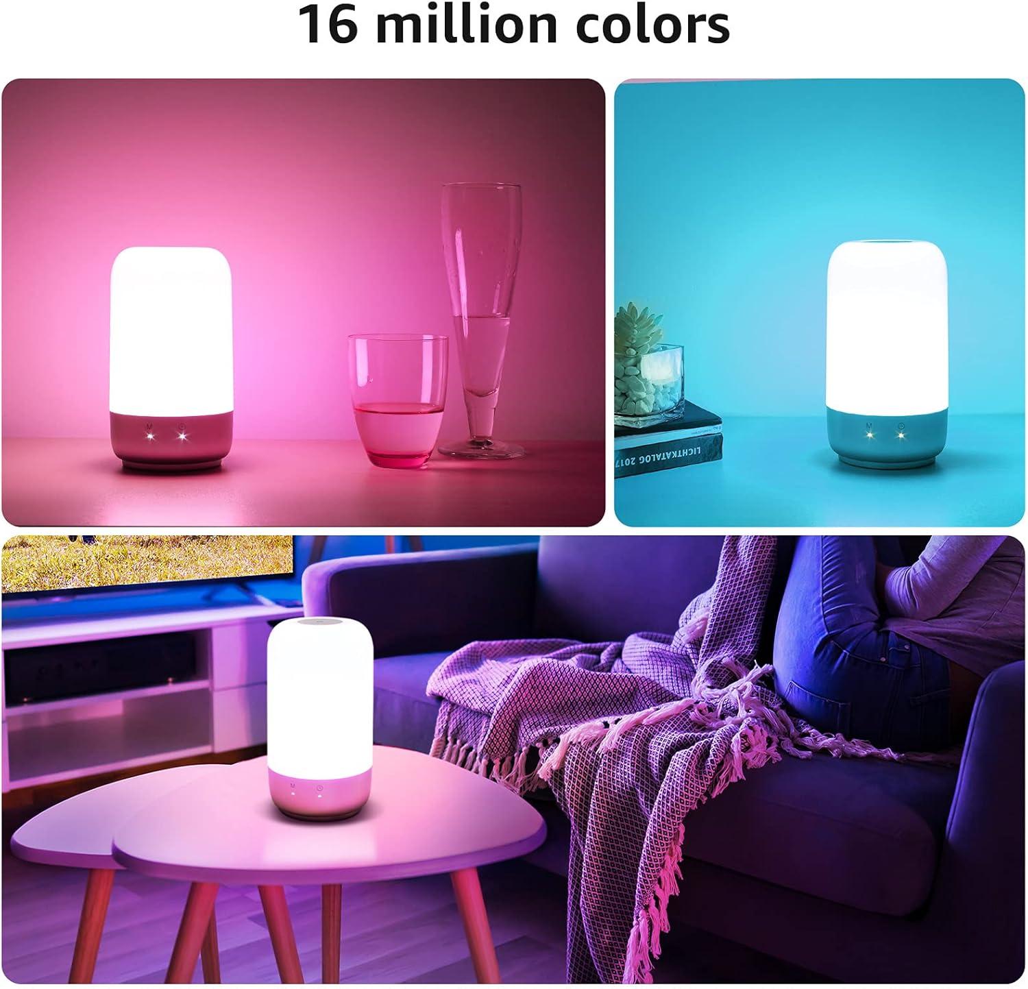 image:imageLepro Smart Table Lamp Dimmable LED Touch Lamp Compatible with Alexa and Google Assistant Tunable Warm White Bedside Night Light RGB Color Changing Ambient lamp for Bedroom Silver 24 GHz Wifi